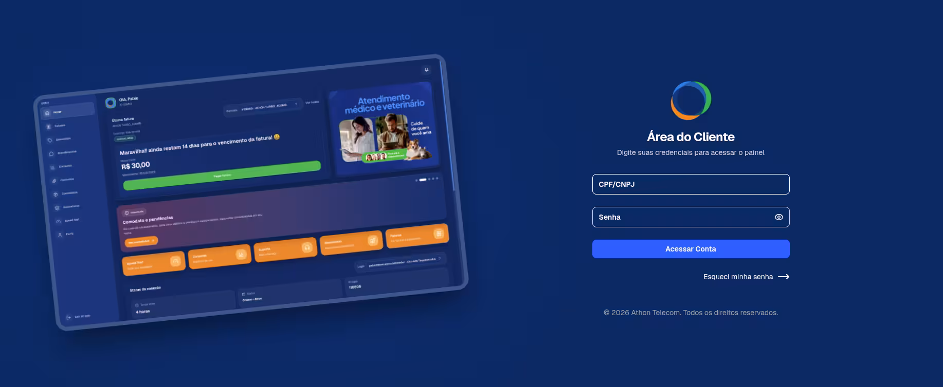 App mobile nativo Athon Telecom